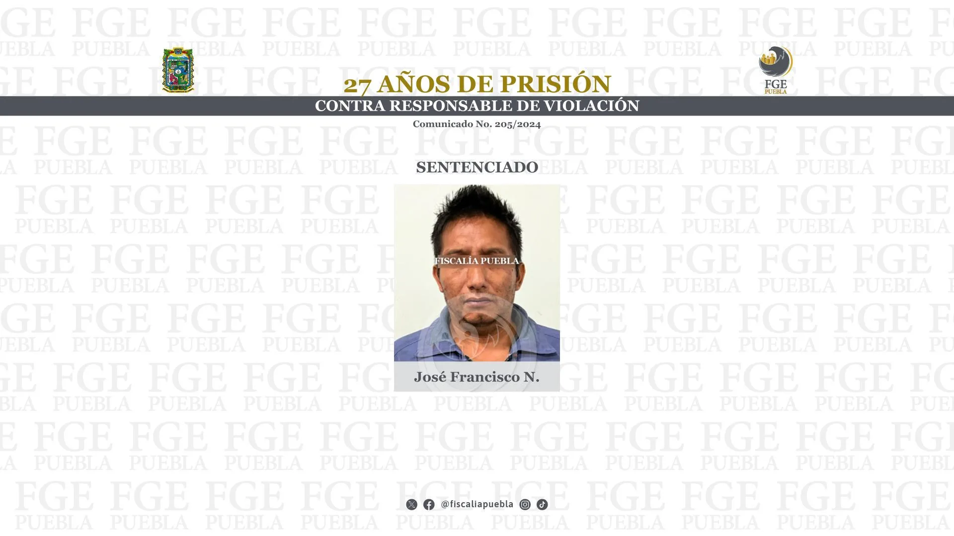 27 años de prisión contra responsable de violación