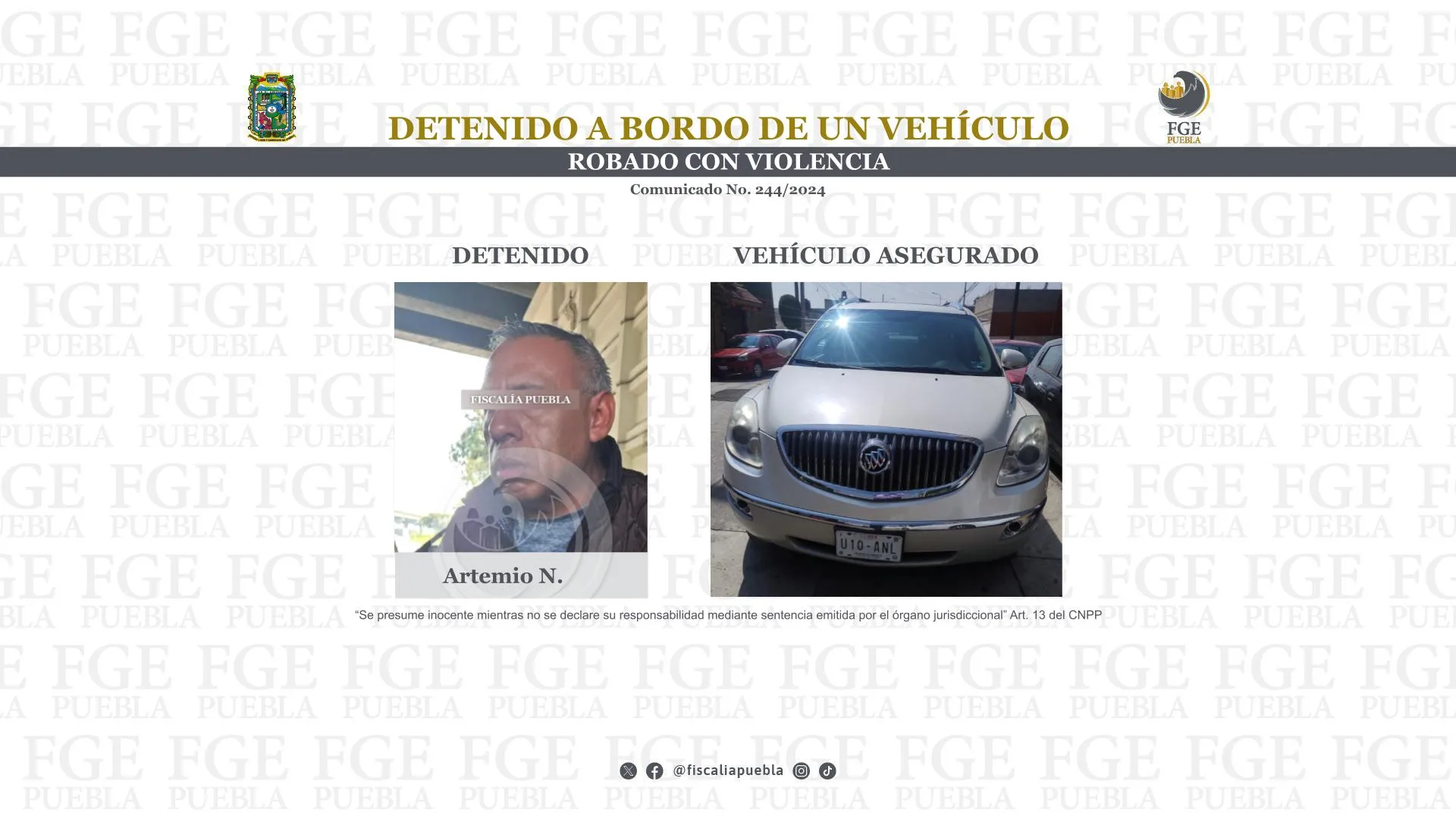 Detenido a bordo de un vehículo robado con violencia