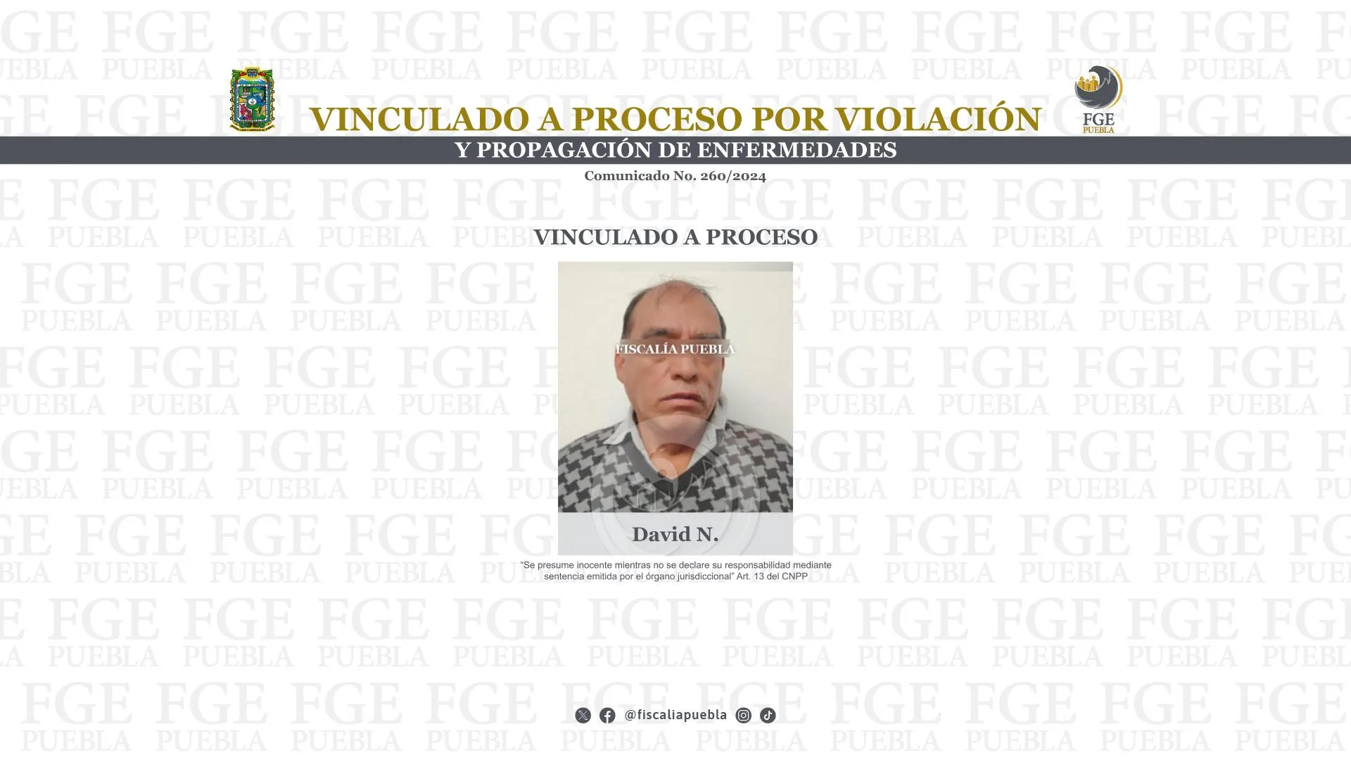 Vinculado a proceso por violación y propagación de enfermedades