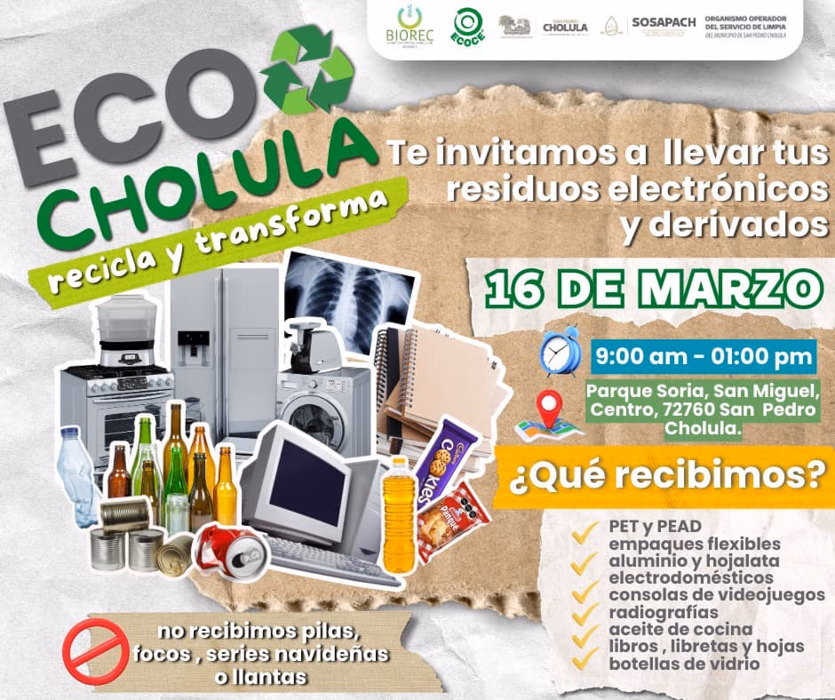 Este domingo la 2da. edición de #EcoCholula para recolectar y reciclar