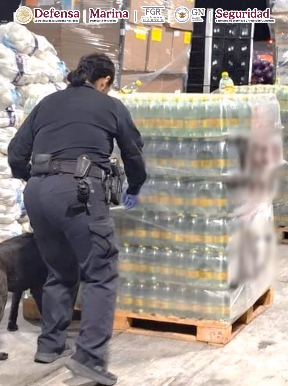 Aseguran más de una tonelada de metanfetamina líquida oculta en botellas de agua mineral en la frontera
