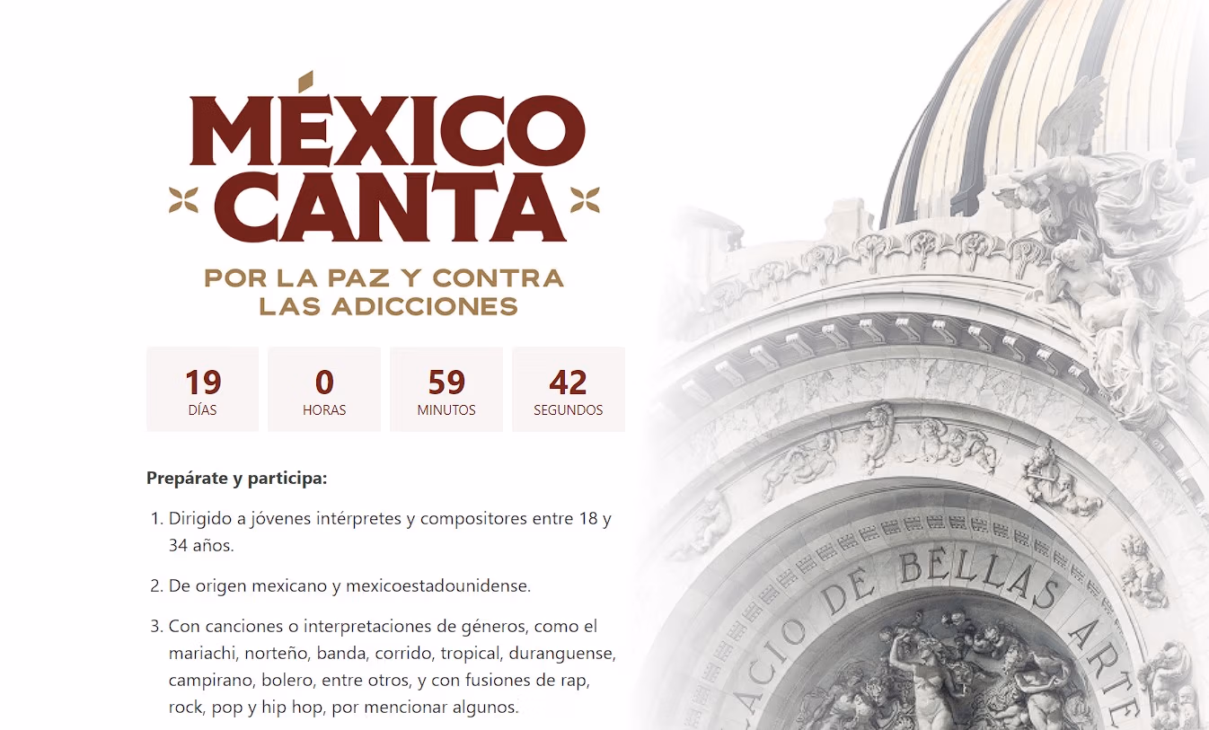Convocan a jóvenes de México y EE.UU. al primer concurso binacional “México canta por la paz y contra las adicciones”