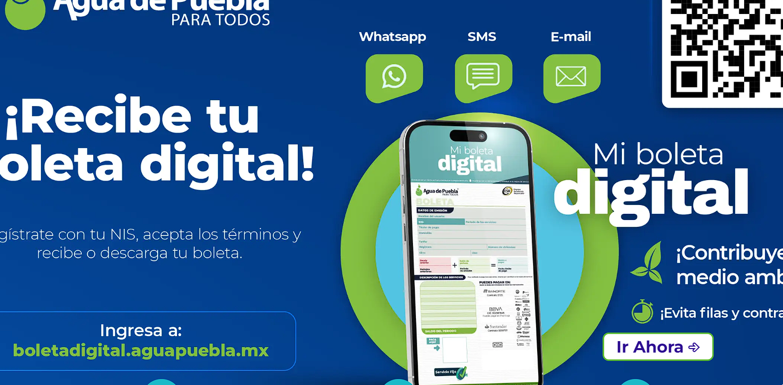 Lanza Agua de Puebla proyecto de recibos digitales, no más papel!