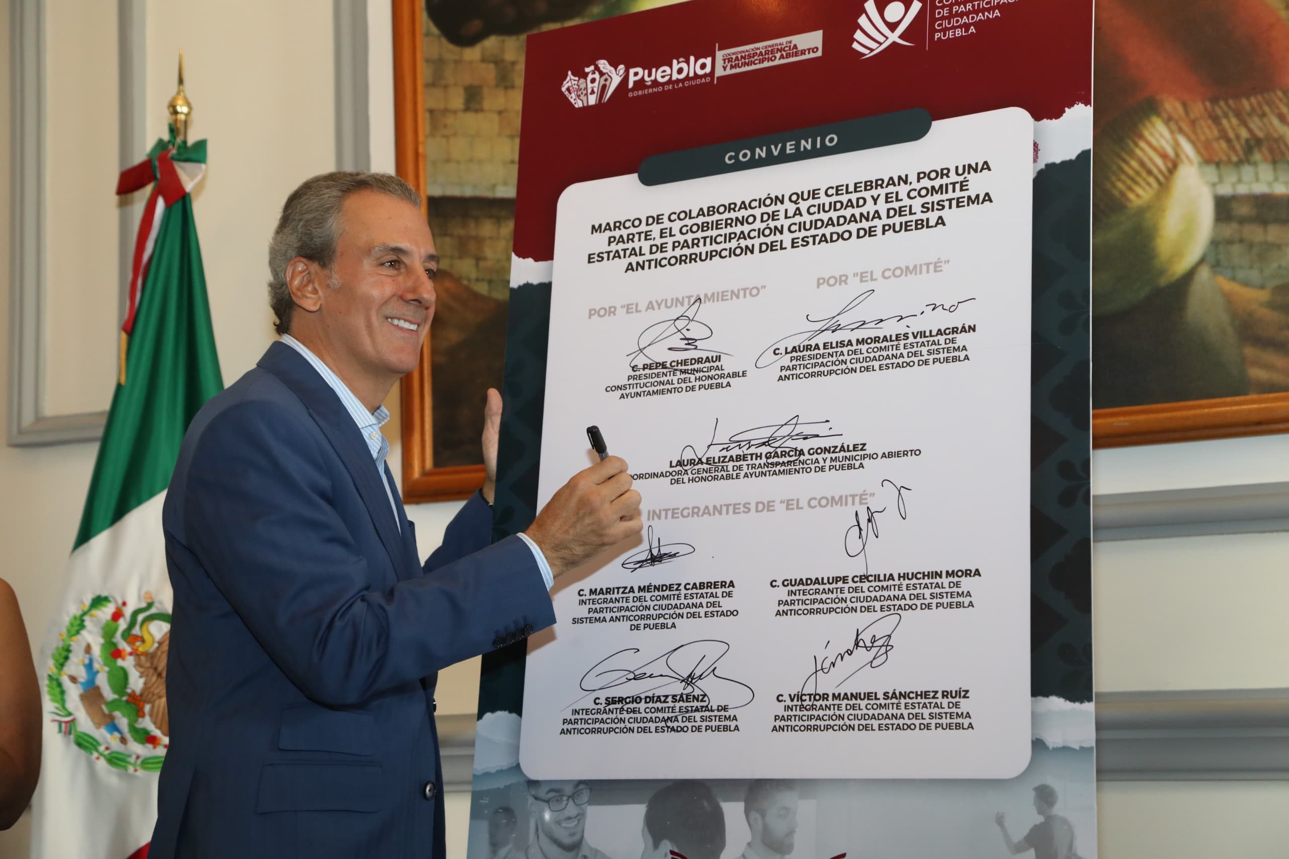 Pepe Chedraui firma convenio con el Comité Estatal de Participación Ciudadana para fortalecer la transparencia en Puebla