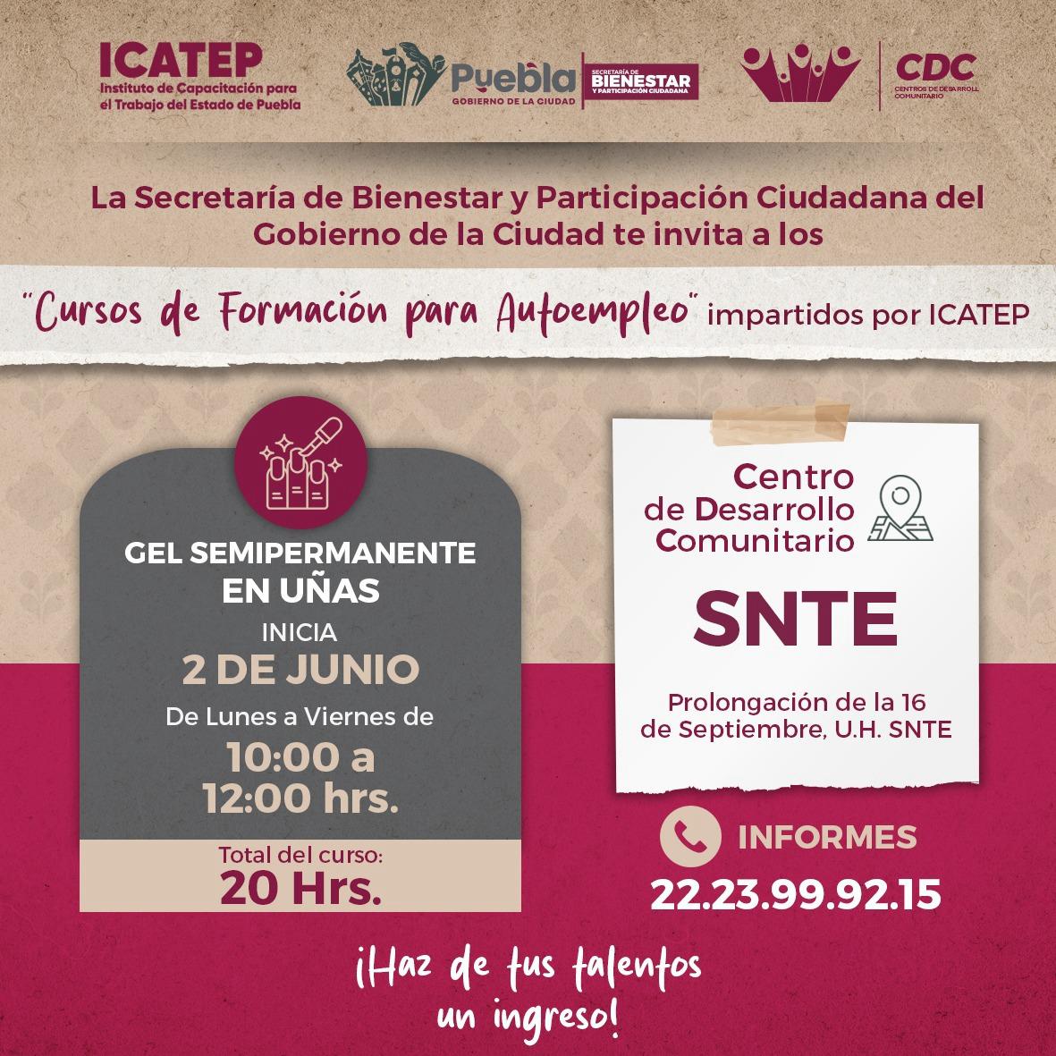 Invita Gobierno de la Ciudad a inscribirse en cursos gratuitos de capacitación para el autoempleo