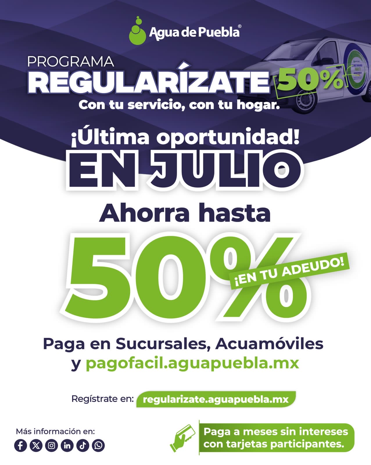 Último llamado de Agua de Puebla: amplía en julio programa “Regularízate” con ahorros del 50%