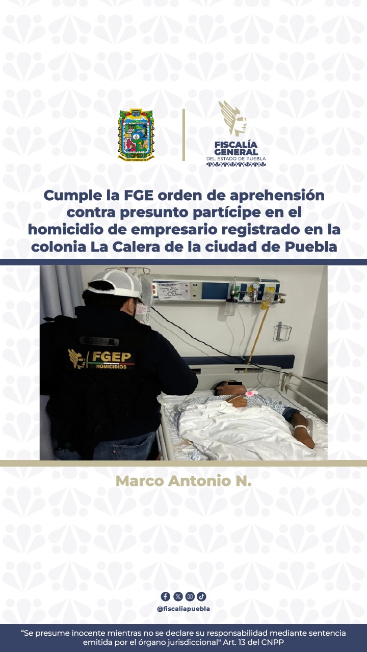 Cumple FGE orden de aprehensión a Marco Antonio N. por homicidio en La Calera