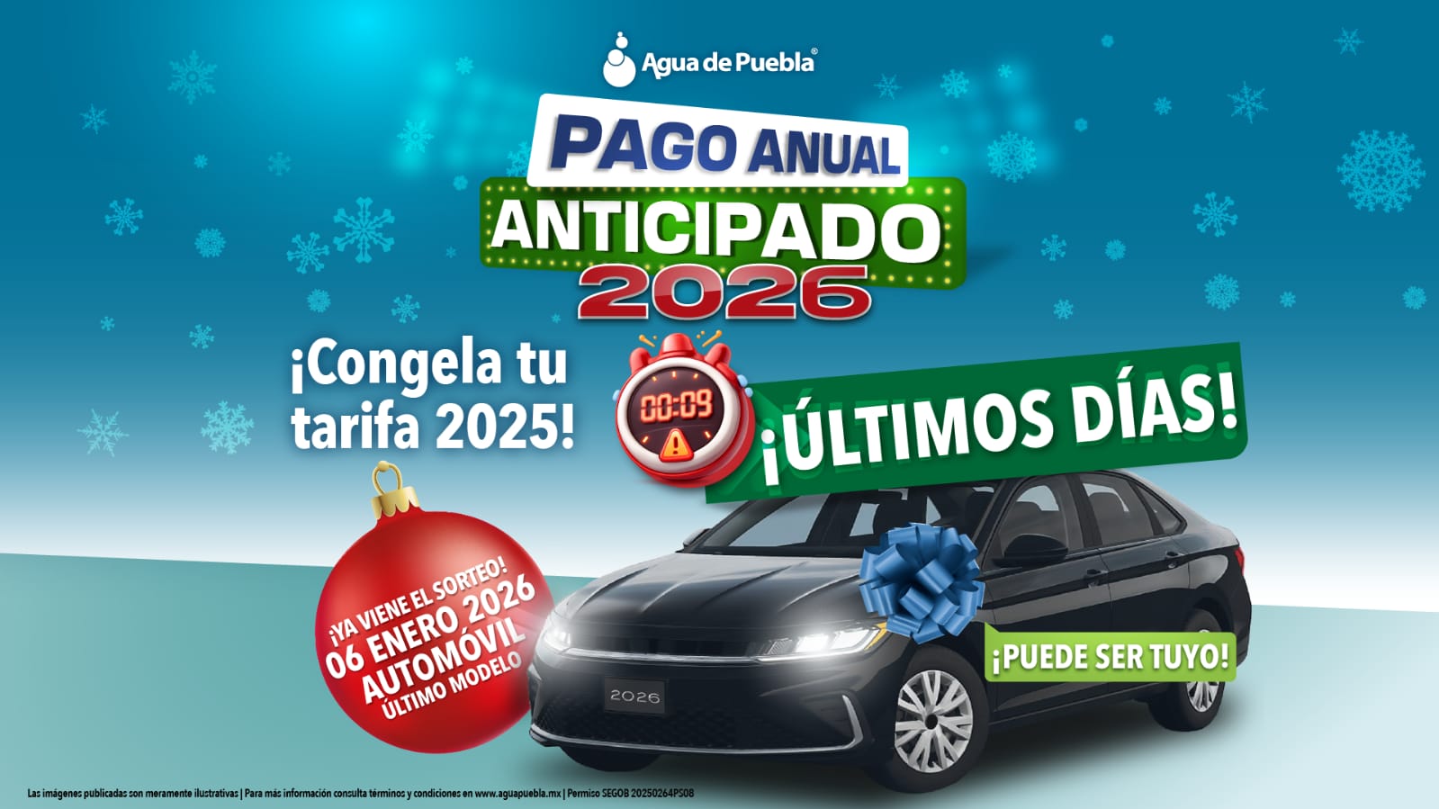 31 de diciembre: último día para congelar tarifa, regularizar adeudos y participar en la rifa de un auto