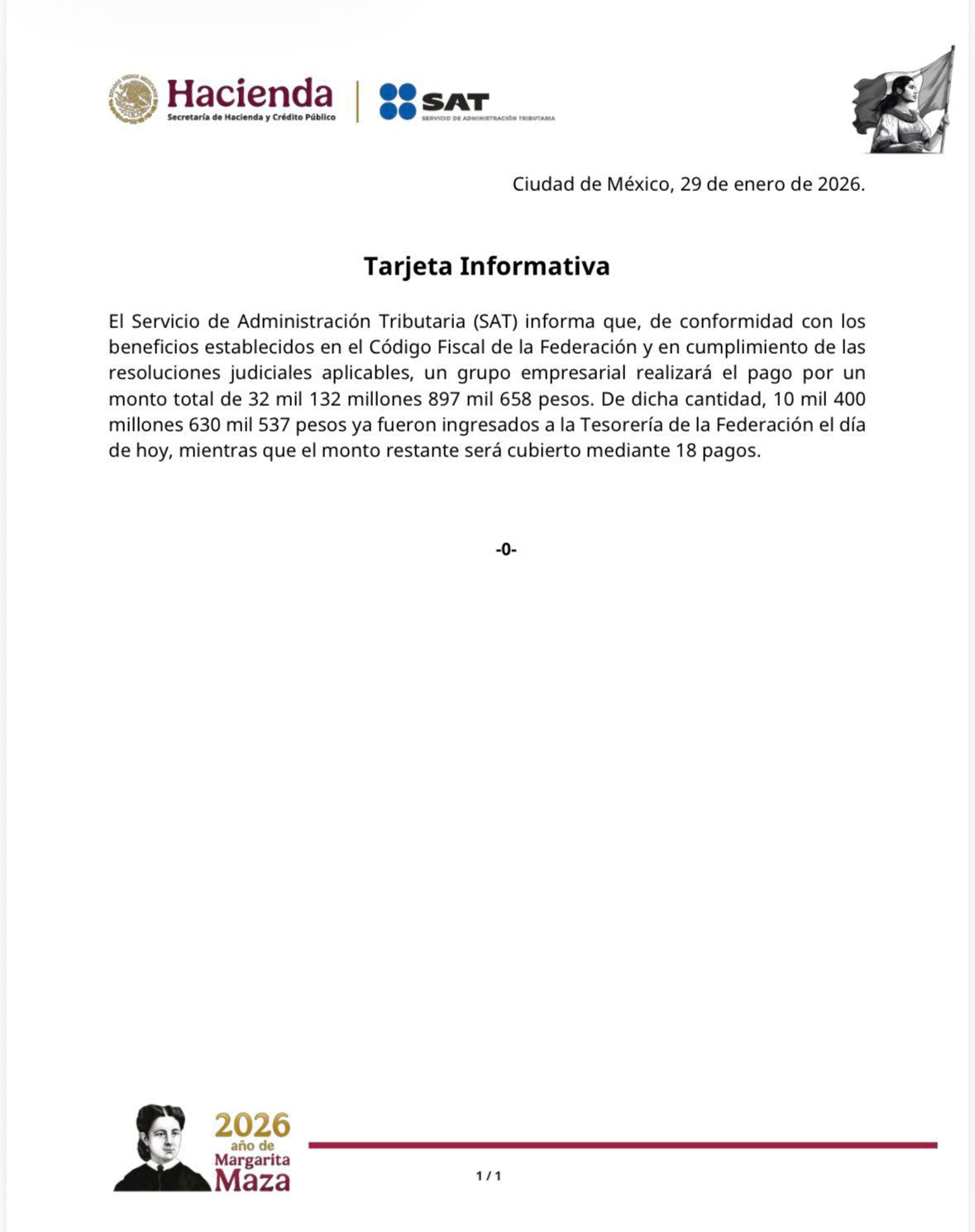Grupo Salinas comienza pago de adeudo fiscal por más de 32 mil mdp