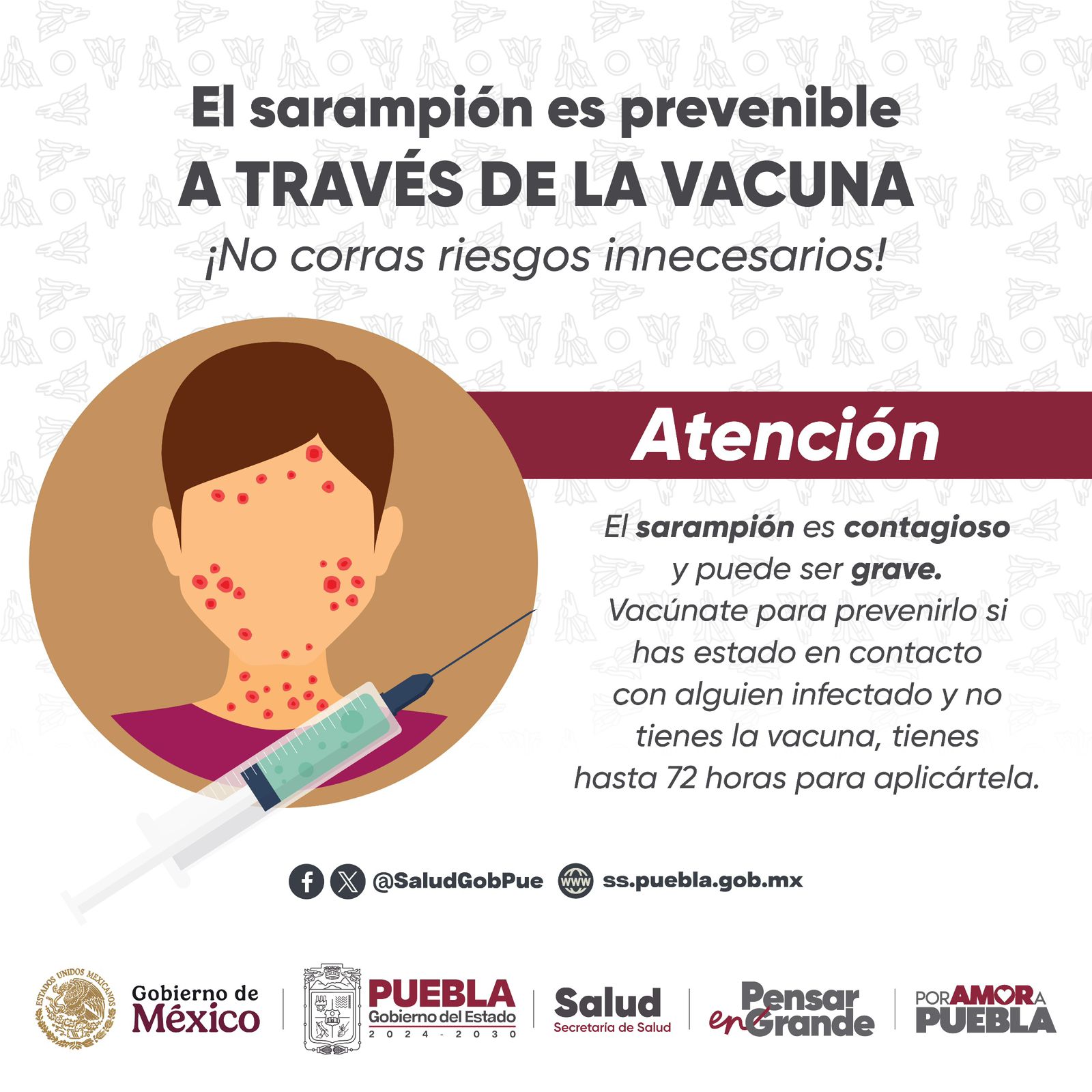 Secretaría de Salud confirma segundo caso de sarampión en Puebla y refuerza vigilancia epidemiológica