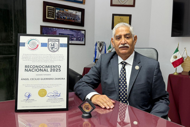 Reconocen en el Senado a Ángel Cecilio Guerrero Zamora por su trayectoria en la ingeniería topográfica