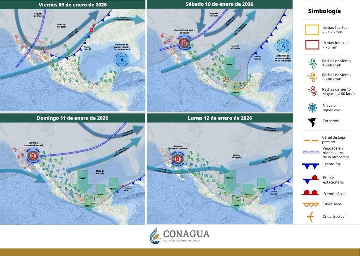 Alerta por lluvias intensas y frío en Puebla este fin de semana