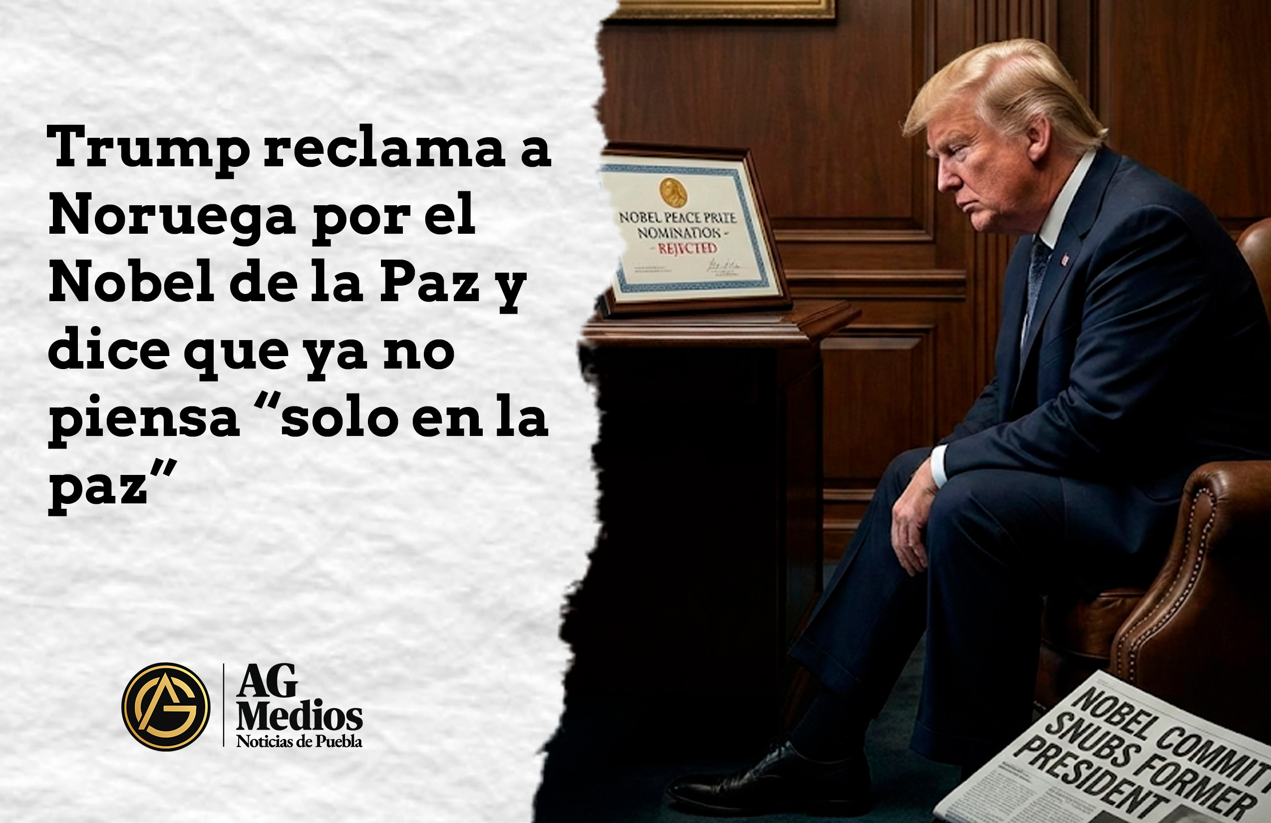 Trump reclama a Noruega por el Nobel de la Paz y dice que ya no piensa “solo en la paz”