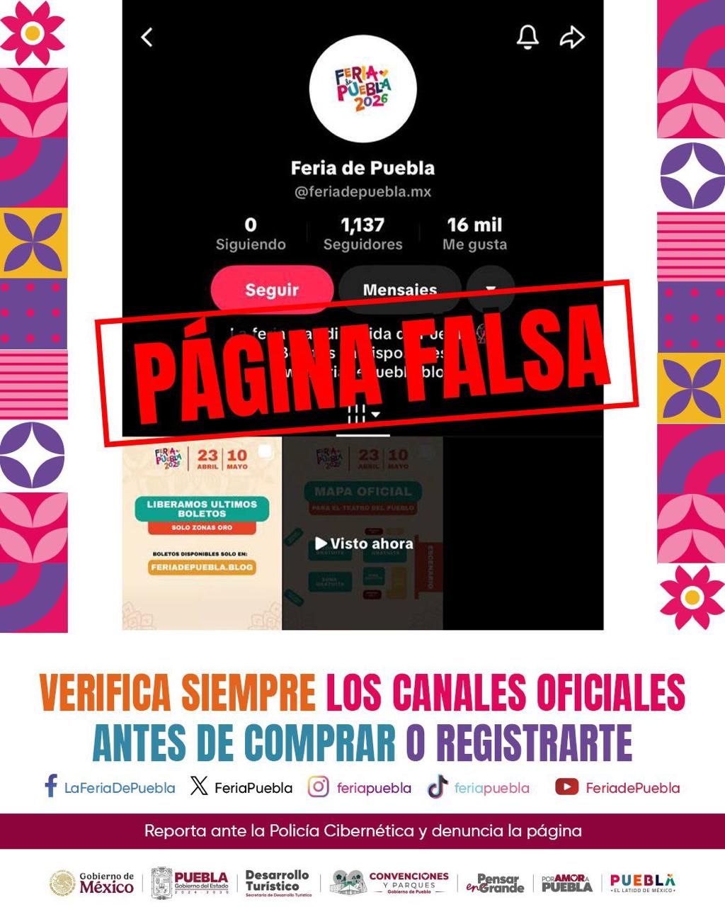 Alertan por venta falsa de boletos para la Feria de Puebla 2026