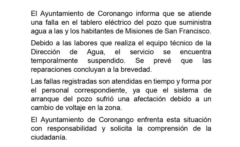 Corte de agua en Coronango: falla eléctrica frena pozo y exhibe fragilidad del sistema