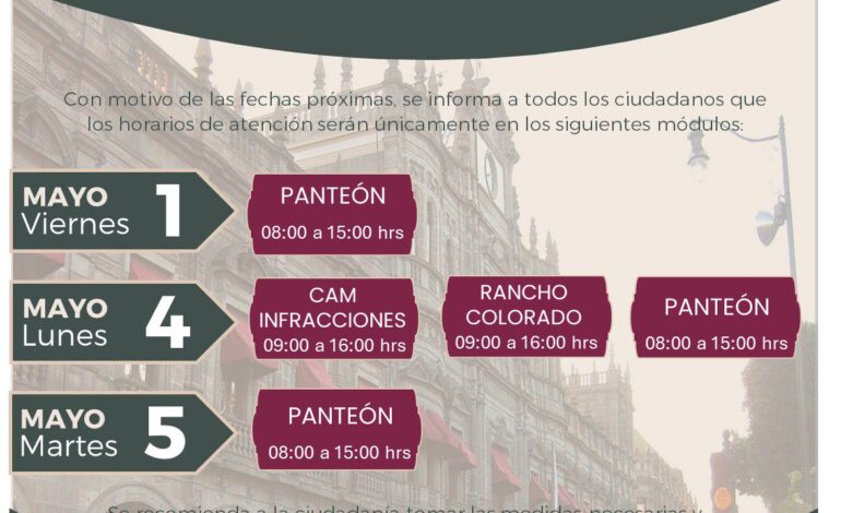 Puente con horarios: así operan cobros y servicios del 1 al 5 de mayo en Puebla Capital