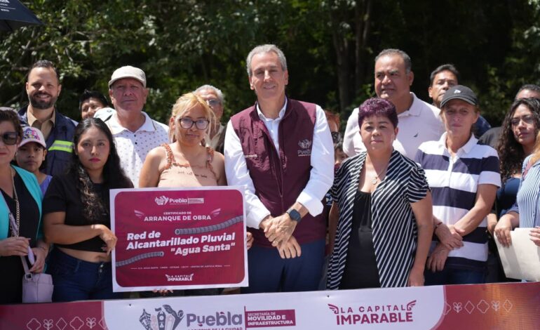 Arranca red pluvial en Agua Santa; beneficiará a más de 32 mil poblanos