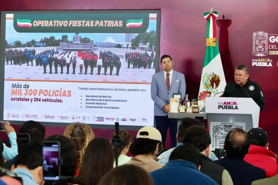 Más de mil 300 policías vigilarán las Fiestas Patrias en Puebla