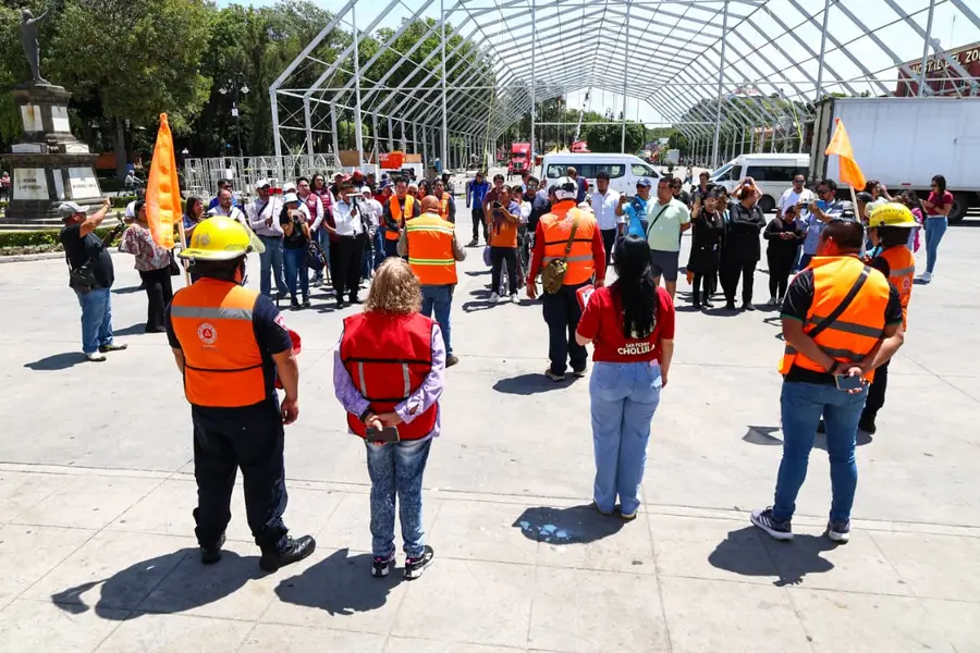 Evacúan Presidencia de San Pedro Cholula en 75 segundos durante simulacro